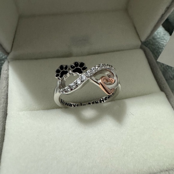 18k diamond pet paw memorial love ring forever in my heart  18k diamond pet paw memorial love ring forever in my heart